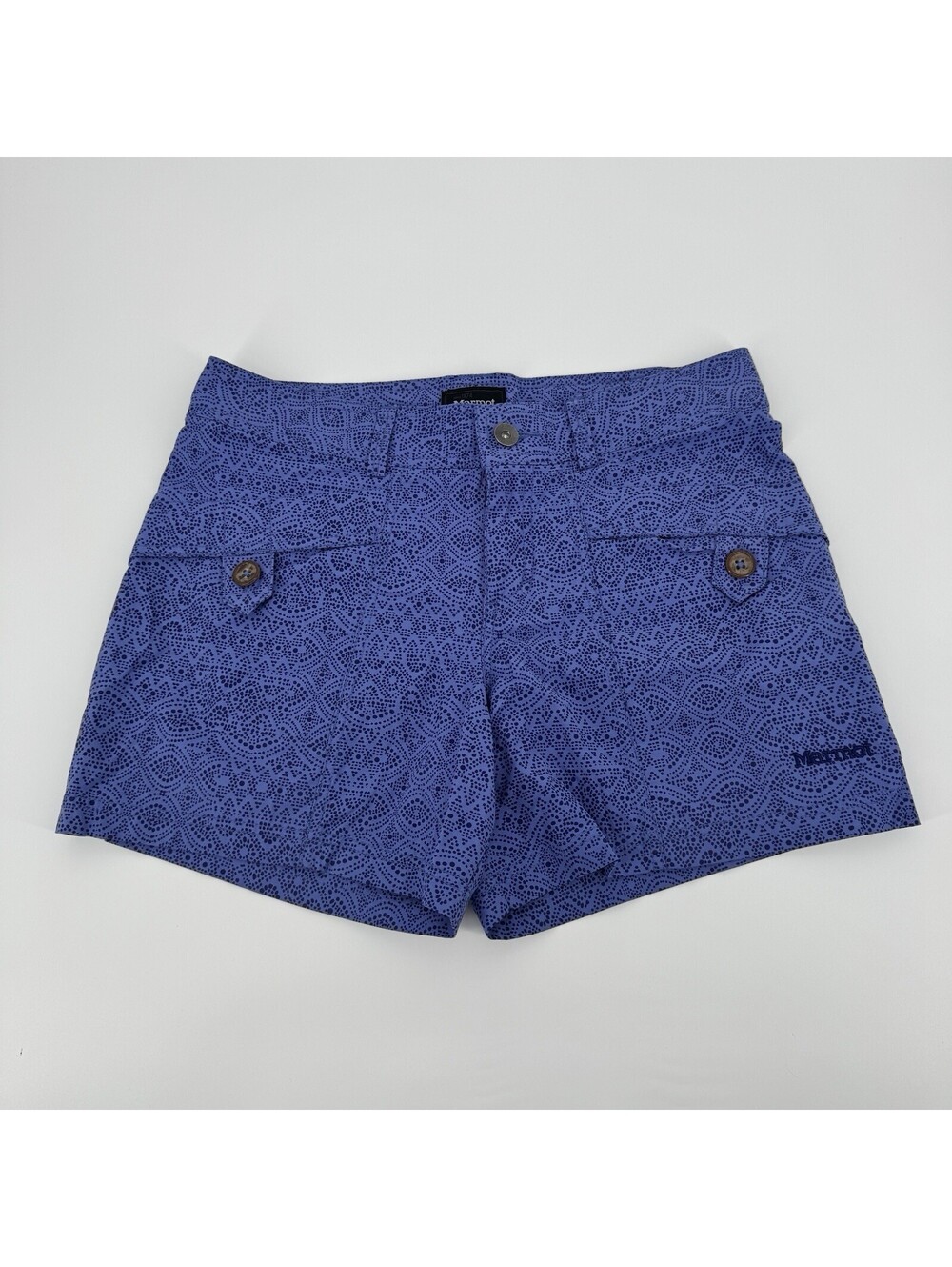 Marmot Deep Dusk Purple Blue Spot Casual Athletic Shorts Inseam 5” Women's Sz 8